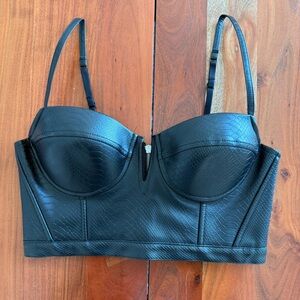 Charlotte Russe Black Faux Leather Bustier Top